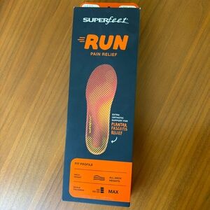 Superfeet Run insoles Pain Relief size D Men 7.5 - 9 Women 8.5 - 10 NIB,